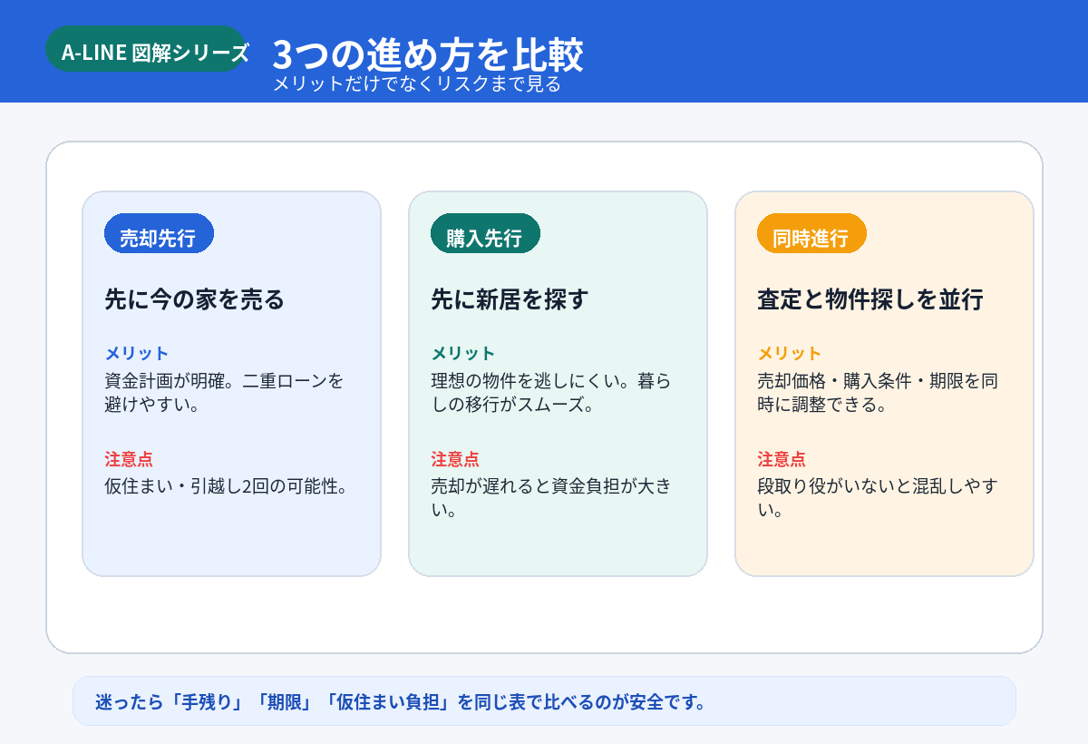売却先行・購入先行・同時進行の比較