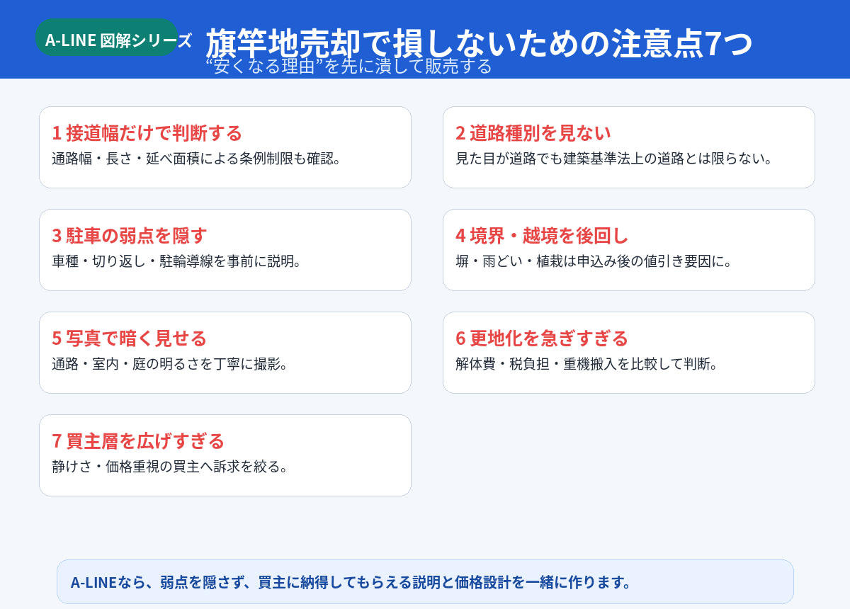 旗竿地売却で損しないための注意点7つ